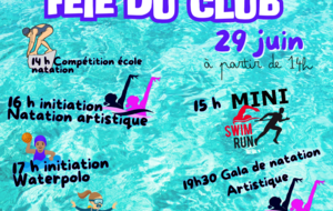 Inscription FETE DU CLUB, Dimanche 29 juin