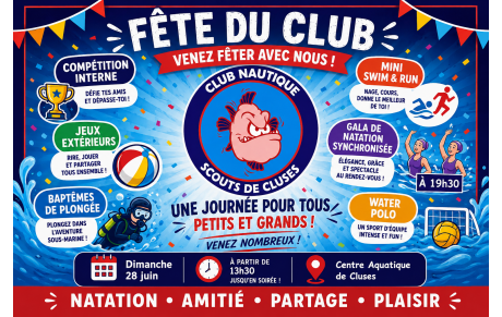 🎉🏊‍♀️ FÊTE DU CLUB – Dimanche 28 juin 🏊‍♂️🎉